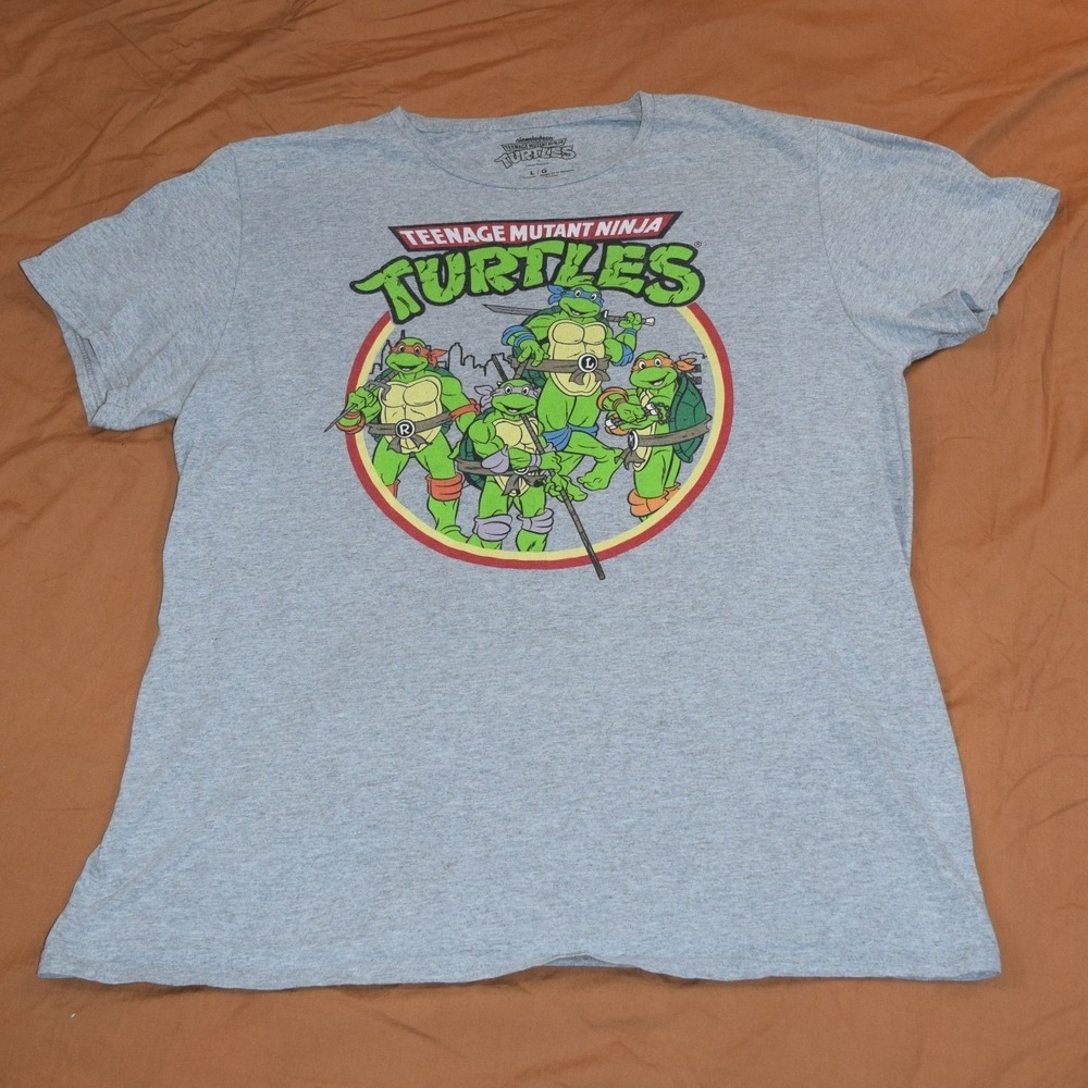 Nickelodeon Teenage Mutant Ninja Turtles Gray Graphic T-Shirt Mens Large TMNT